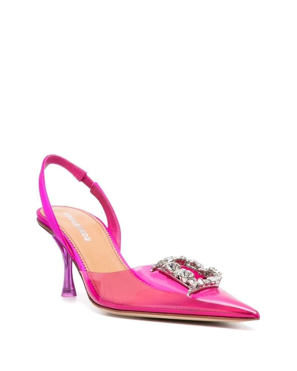 DSquared² Pink Rhinestone Detail Slingback Pumps