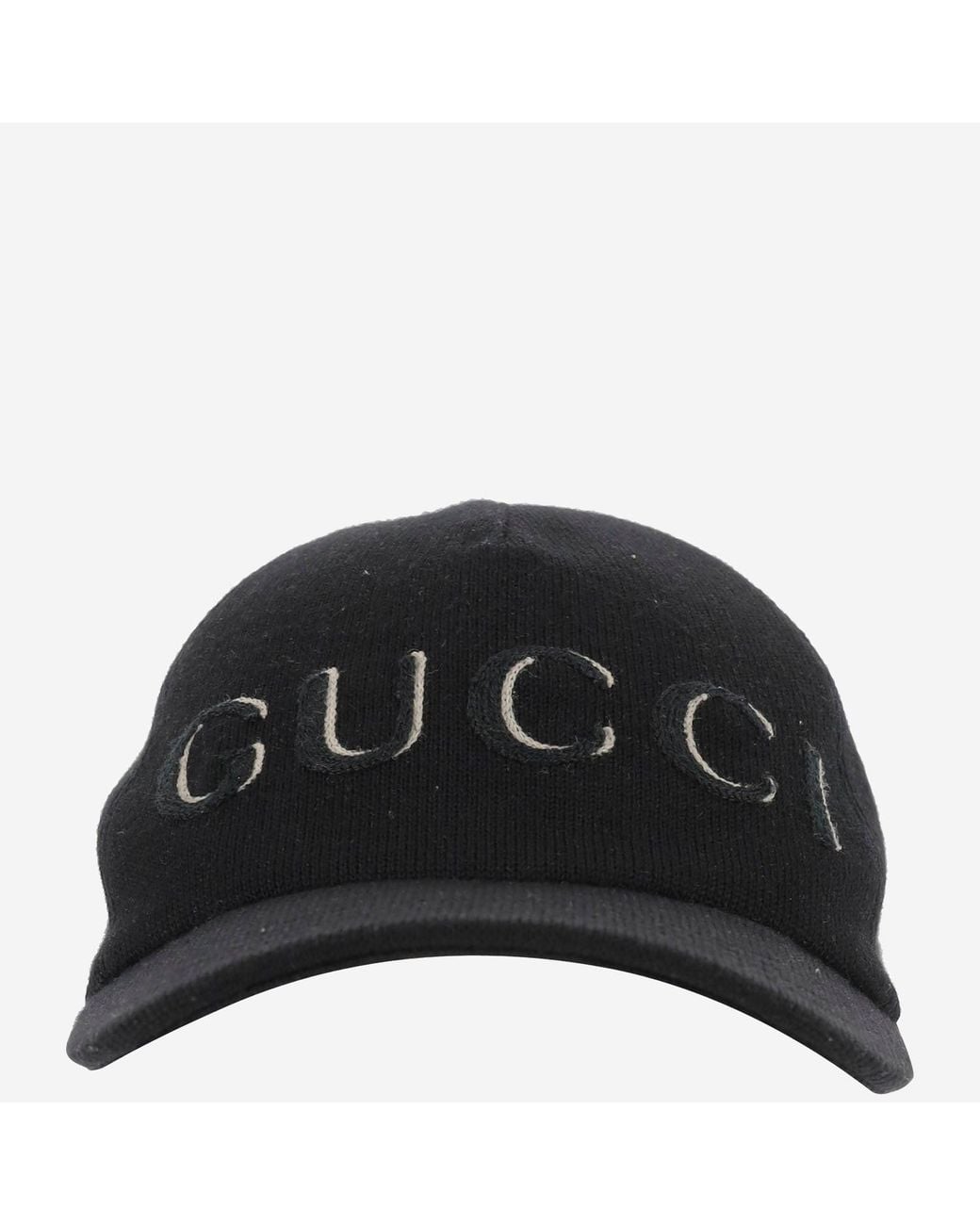 Gucci Black Wool Baseball Hat With Logo