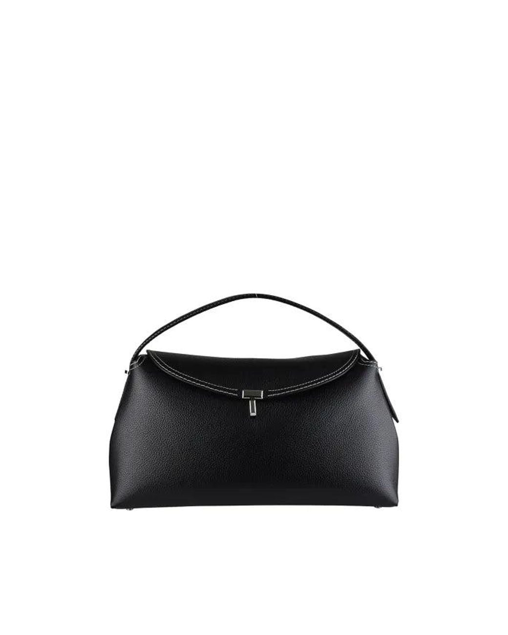 Totême Black T Lock Top Handle Bag