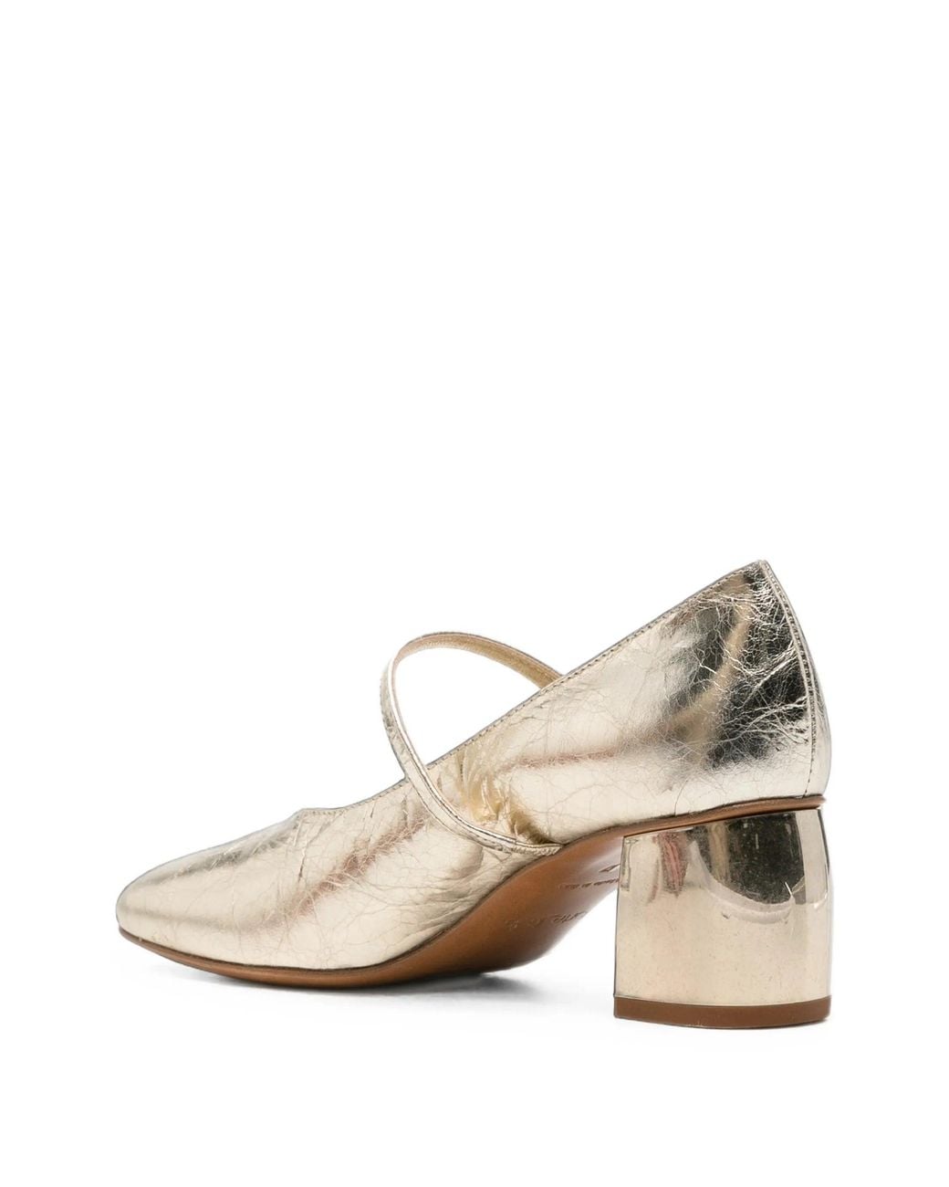 Forte_forte White Ballerina Pelle Craquele'Con Cinturino E Tacco