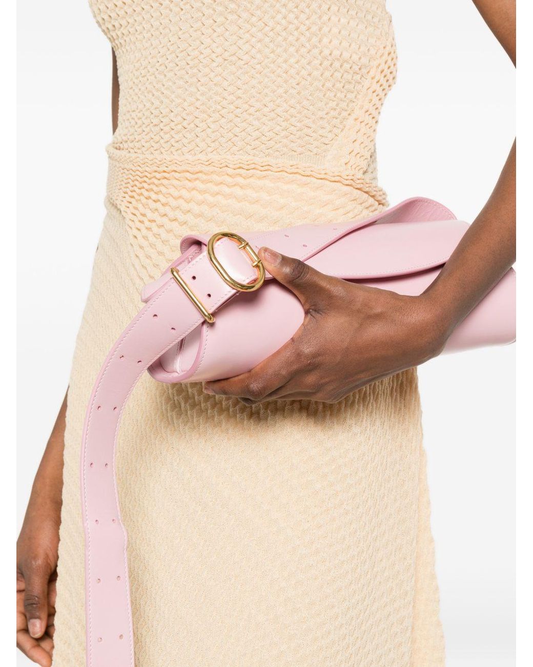 Jil Sander Pink Cannolo Small Leather Shoulder Bag