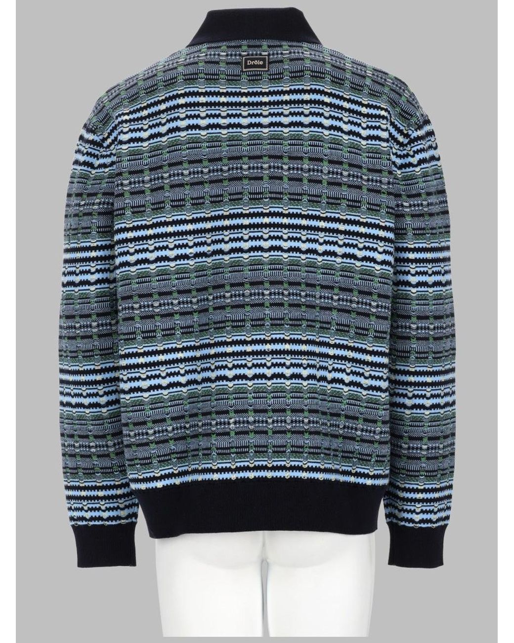 Drole de Monsieur Blue Jacquard Knit Sweater for men
