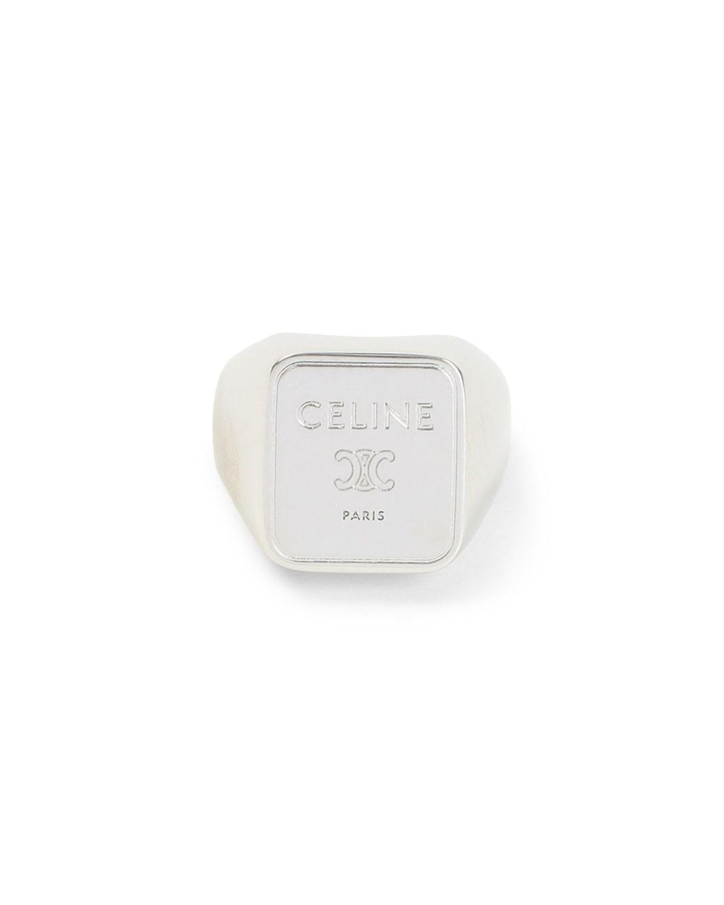 Céline White Brass Square Signet Ring