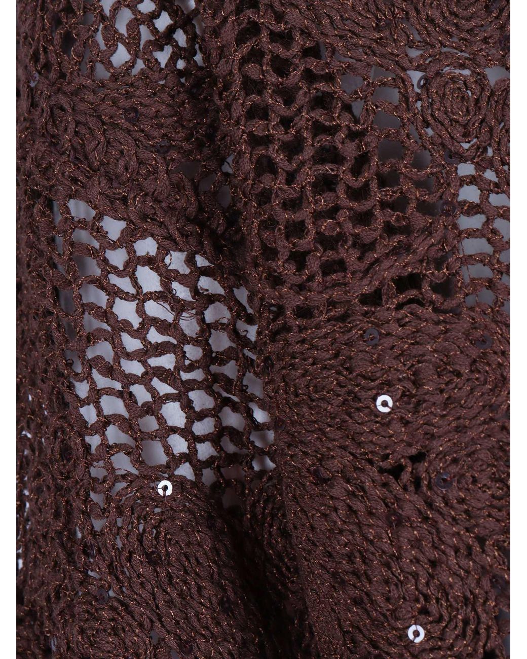 Kangra Cashmere Purple Sequin Cornely Embroidery Mandarin Collar Sweater Cotton Polyamide Crewneck