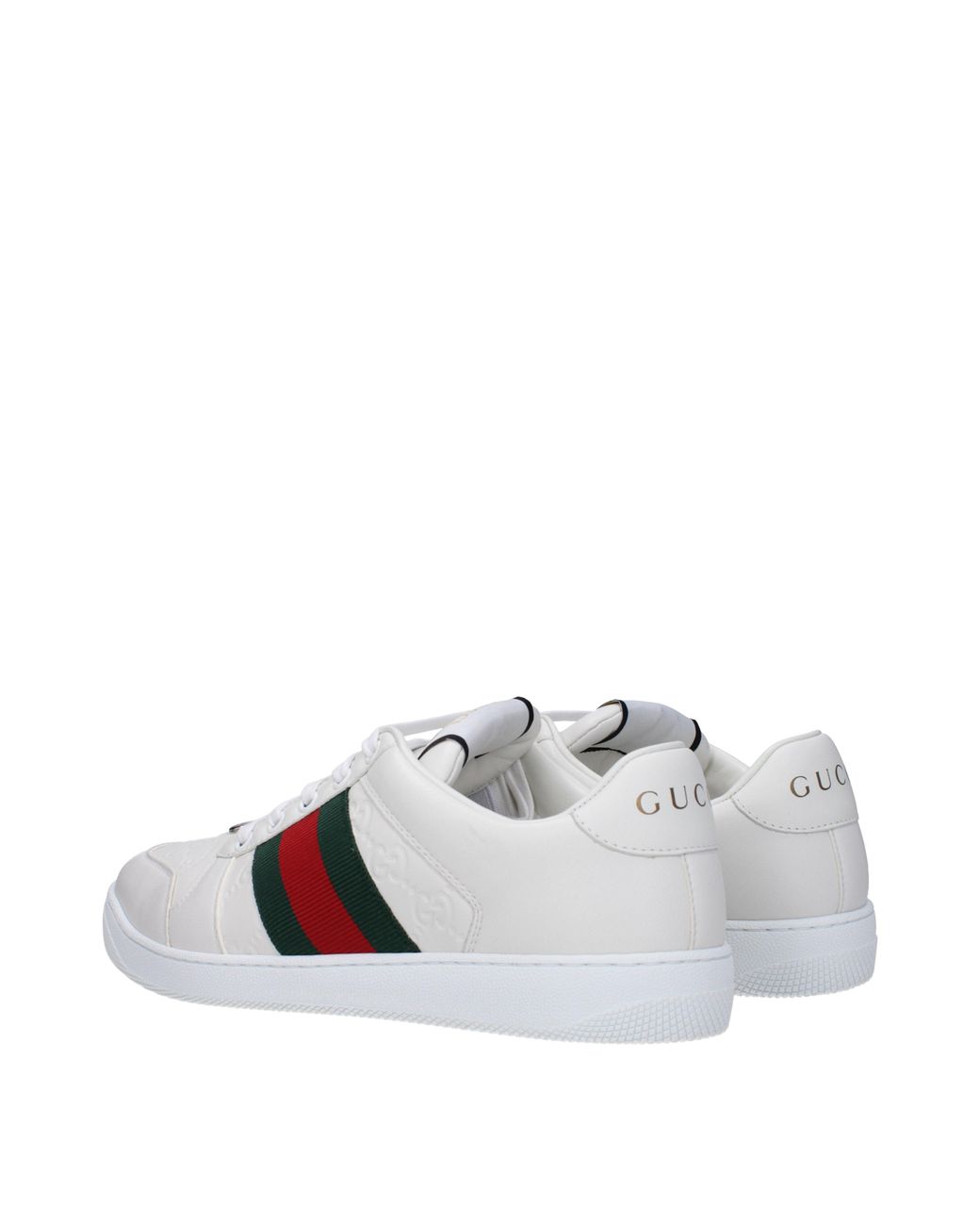 Gucci Schoenen ,Wit ,Leer Interlocking G Stripe Leather Low-Top Sneakers in het White