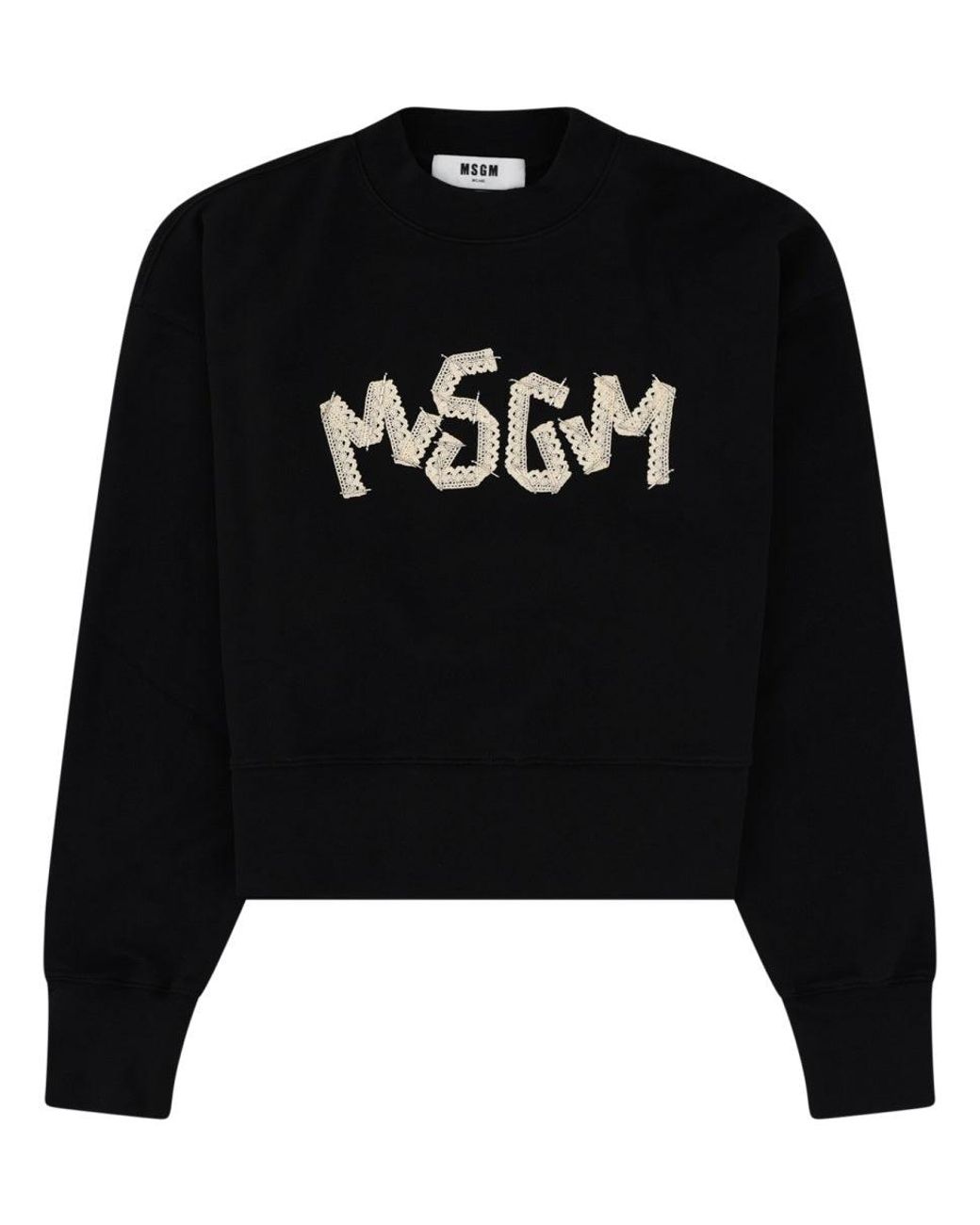 MSGM Black Sweatshirt With Logo Cotton Sweatshirts