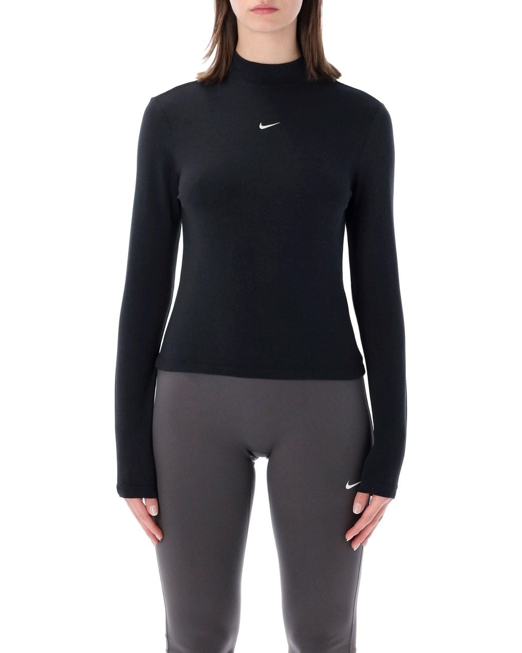 Nike Blue Slim Mock Neck Long Sleeve T-Shirt