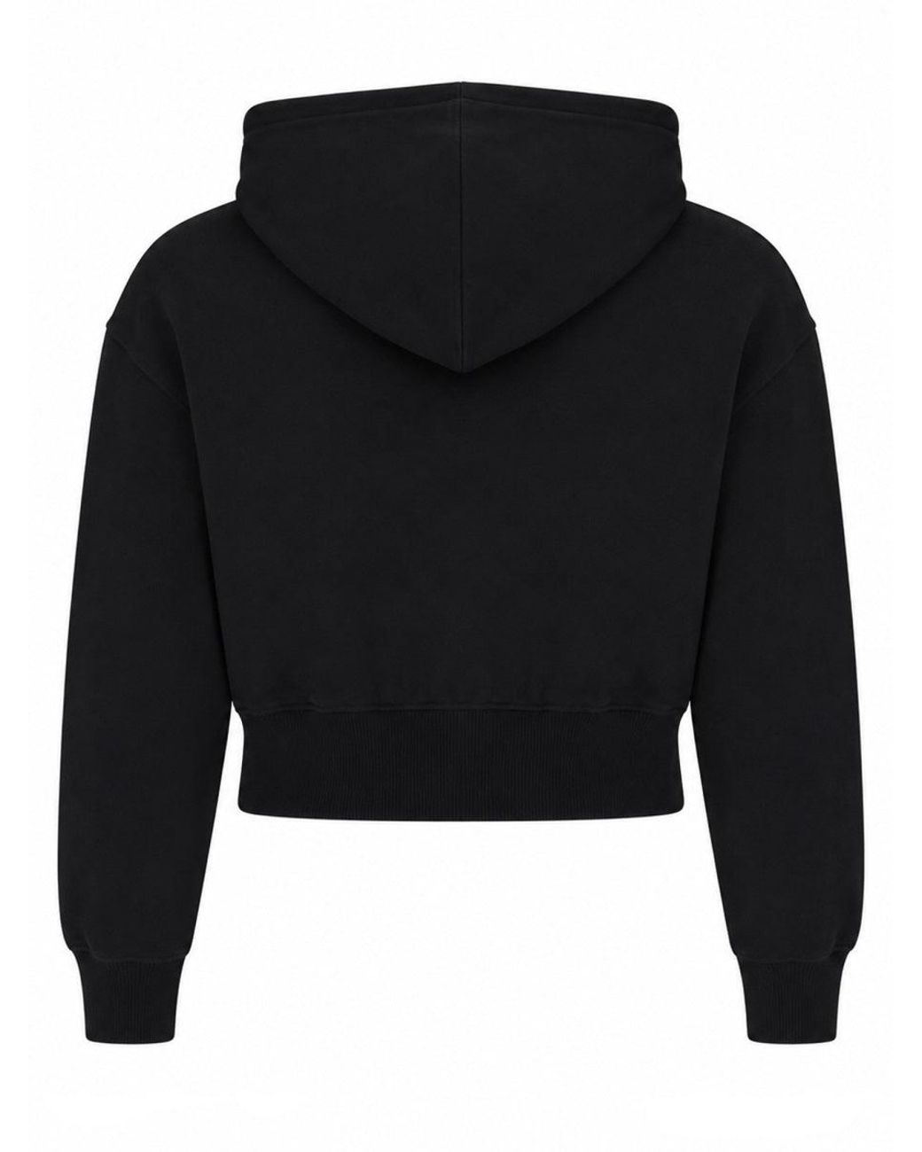 Versace Jeans Couture Black Cropped Drawstring Script Logo Cotton Hoodie
