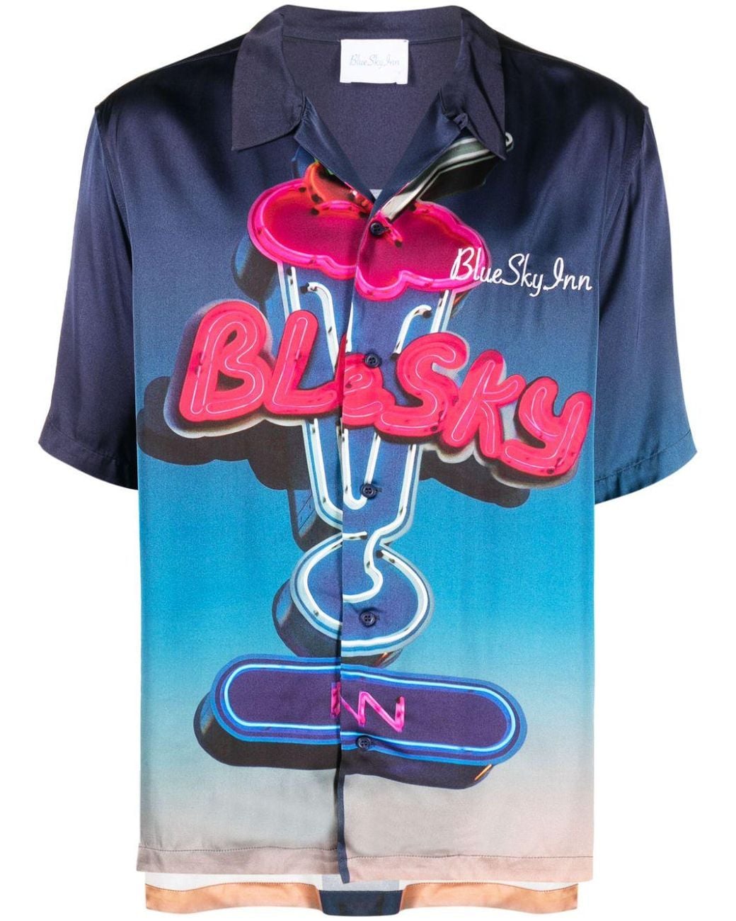 BLUE SKY INN Blue Printed Viscose Shirt