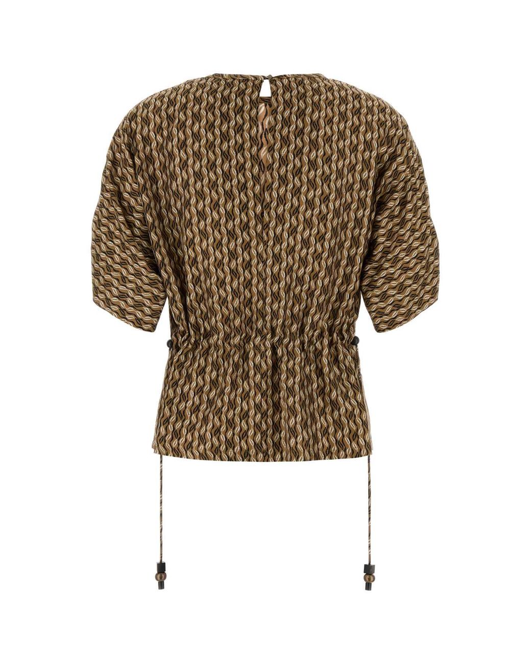 Max Mara Brown Printed Silk Nordica Blouse