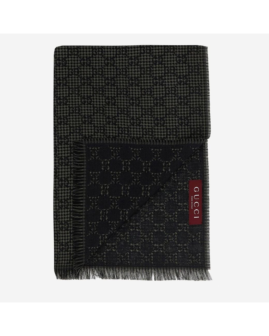 Gucci Gray Gg Wool And Silk Shawl