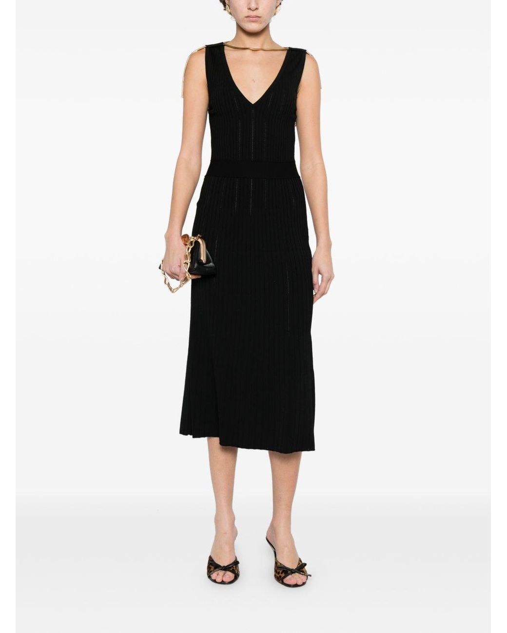 Elisabetta Franchi Black Knitted Midi Dress