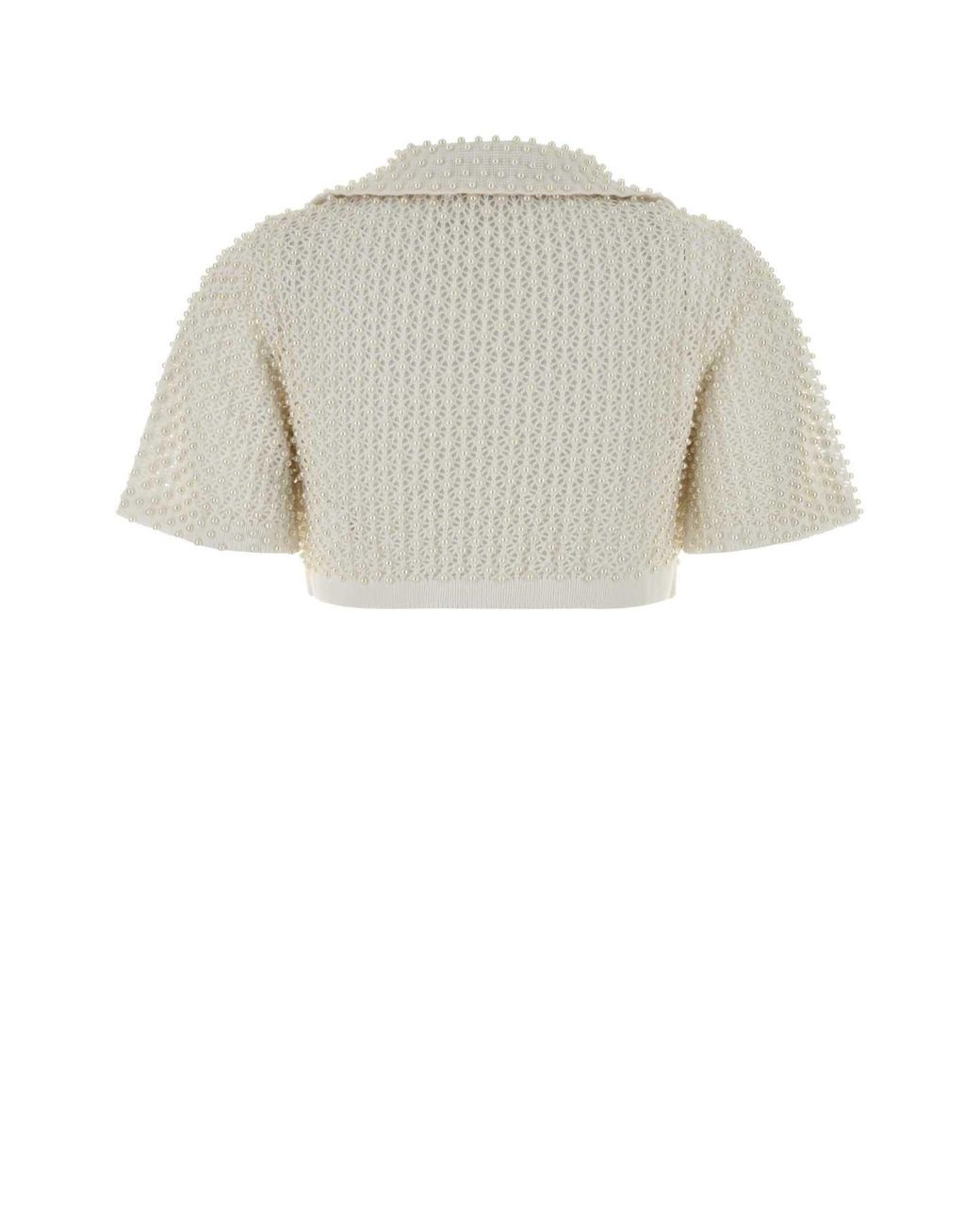 GIUSEPPE DI MORABITO White Crochet Polo Shirt