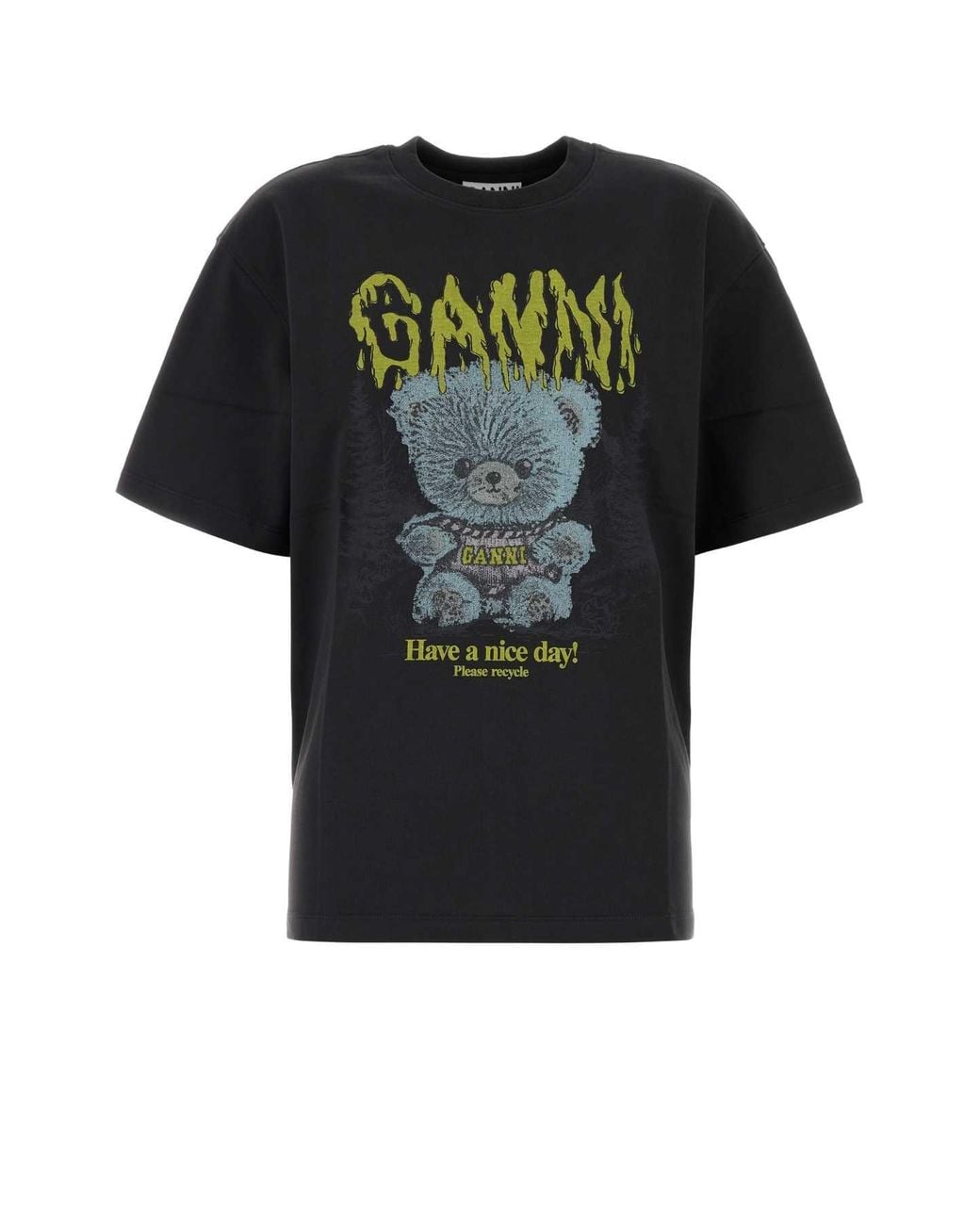 Ganni Black Oversize Cotton T-Shirt