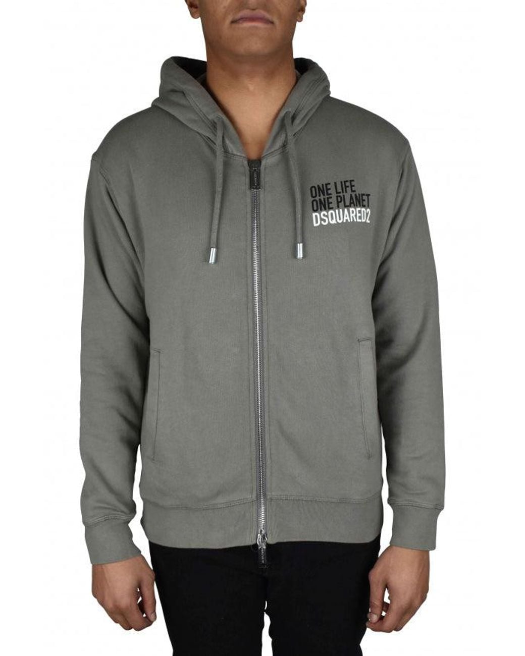 DSquared² Gray Cotton Hooded Sweatshirt With Inspirational Inscription