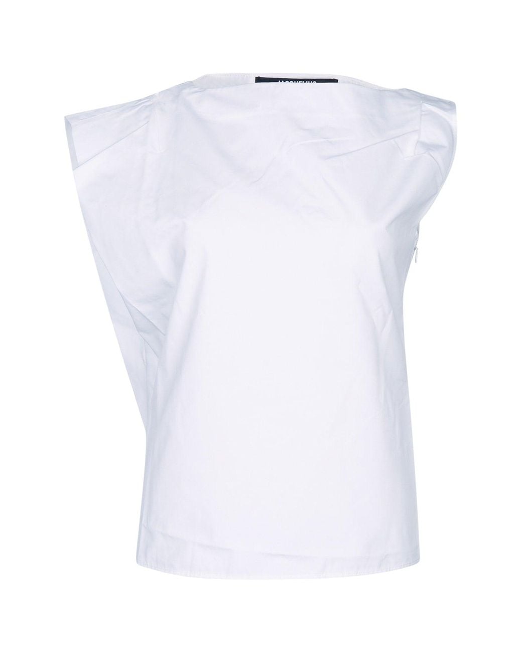 Jacquemus White Draped High-Waist Top