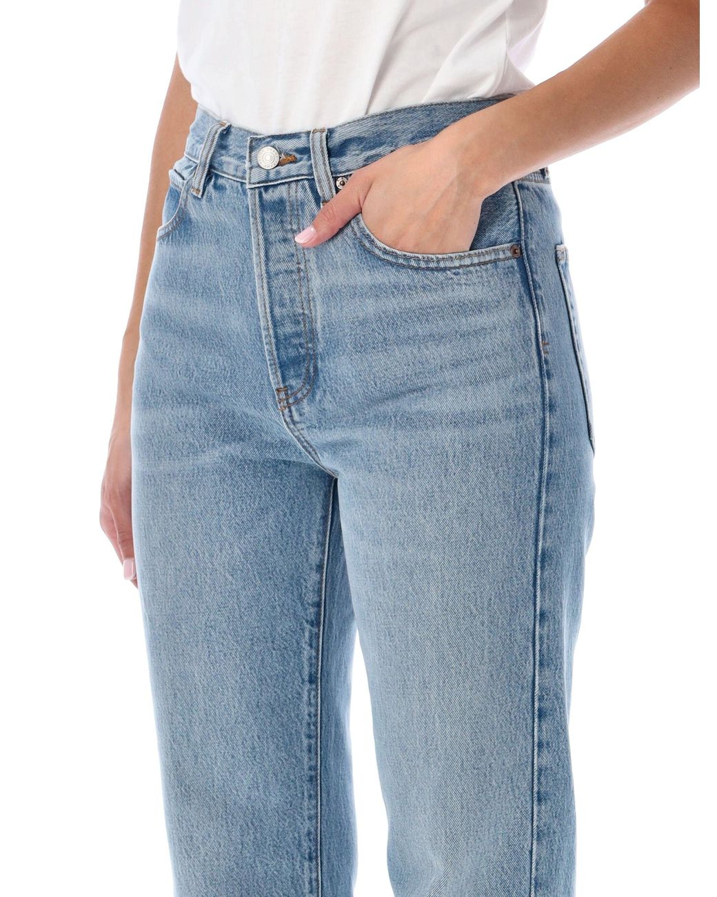 FRAME Blue The Vertical Straight-Leg Jeans