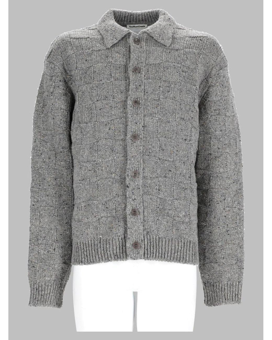 YMC Gray Merino Wool & Polyamide Sweater for men