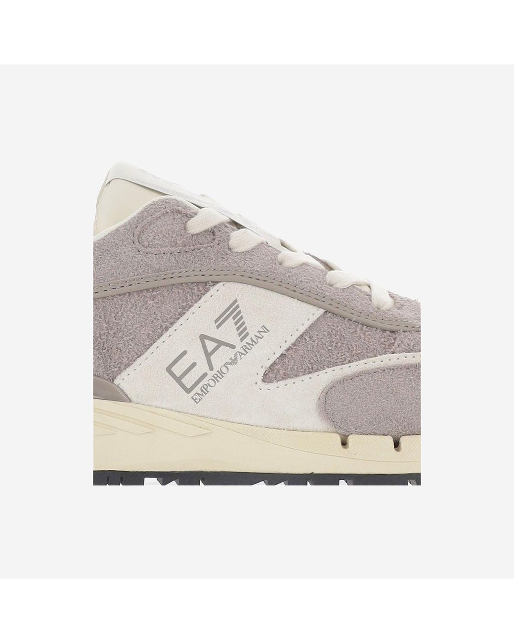 EA7 Gray Leather Sneakers With Logo
