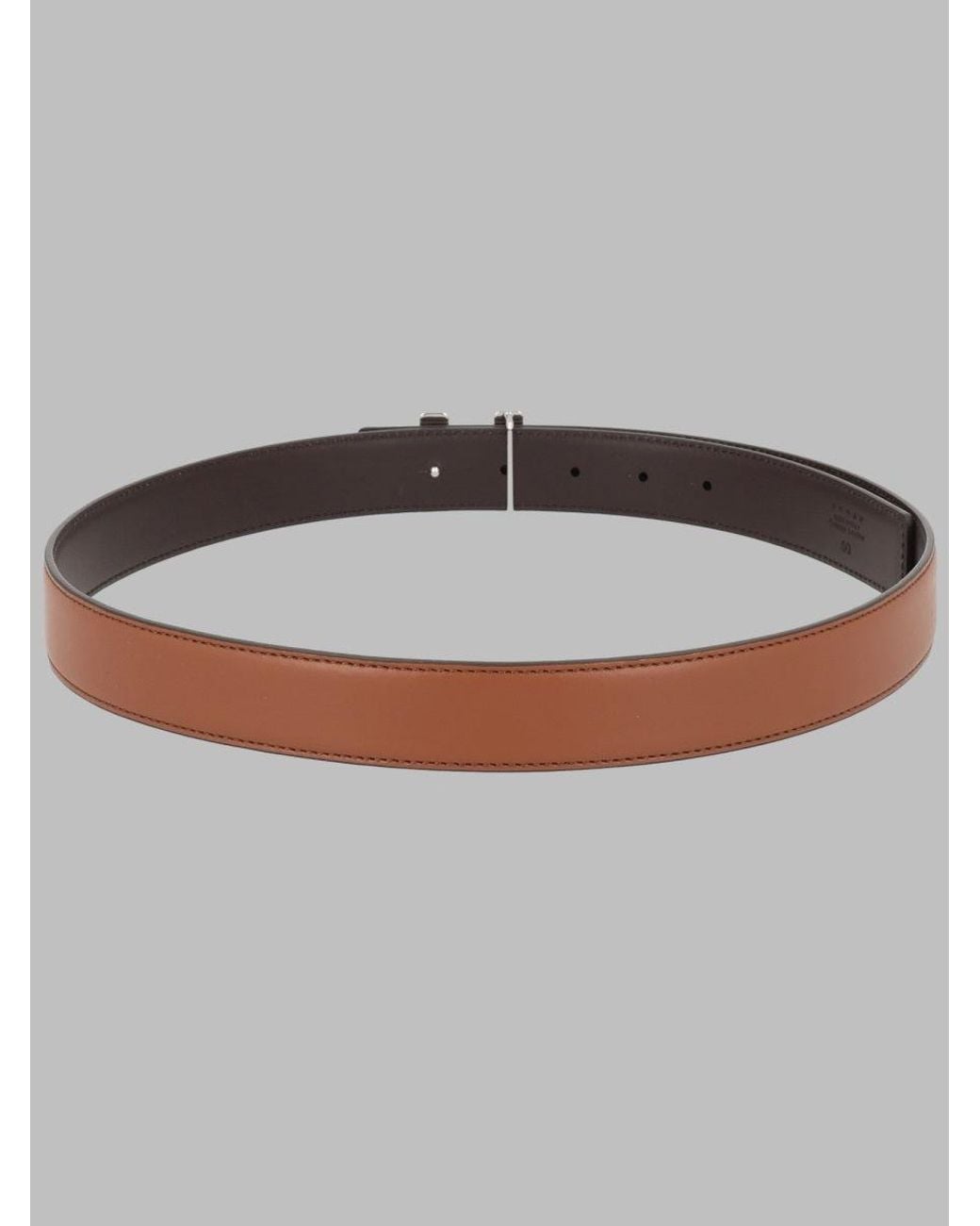Hogan Gray Reversible Leather Belt With Logo Buckle