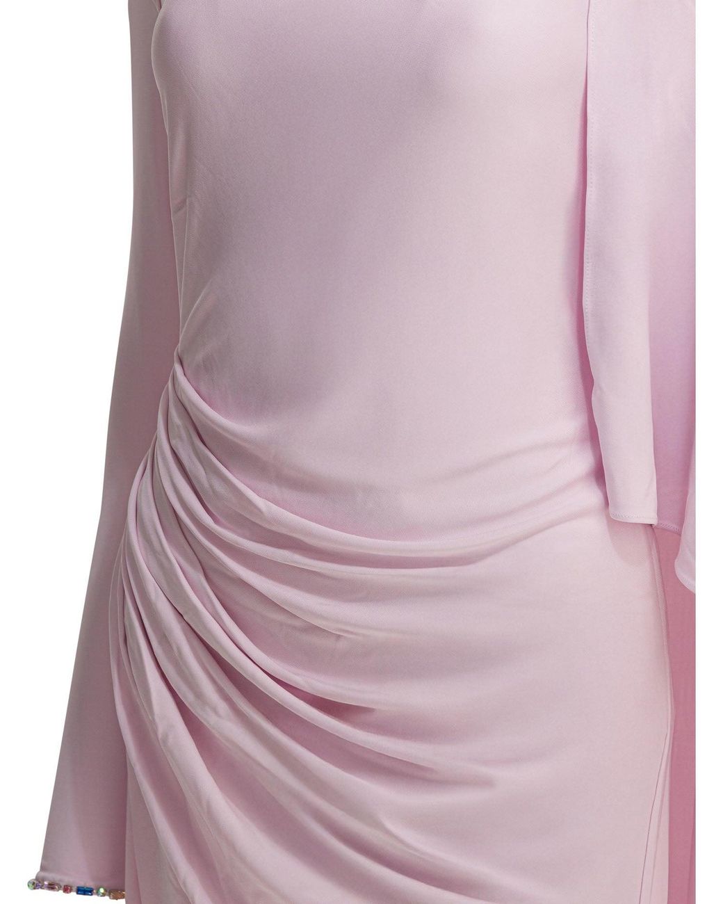 Self-Portrait Pink Langes, drapiertes Jerseykleid von