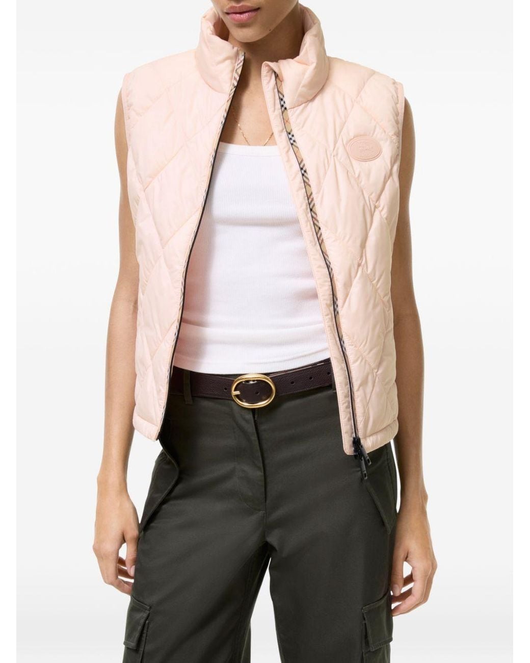 Burberry Pink Packable Quilted Nylon Cheswick Gilet
