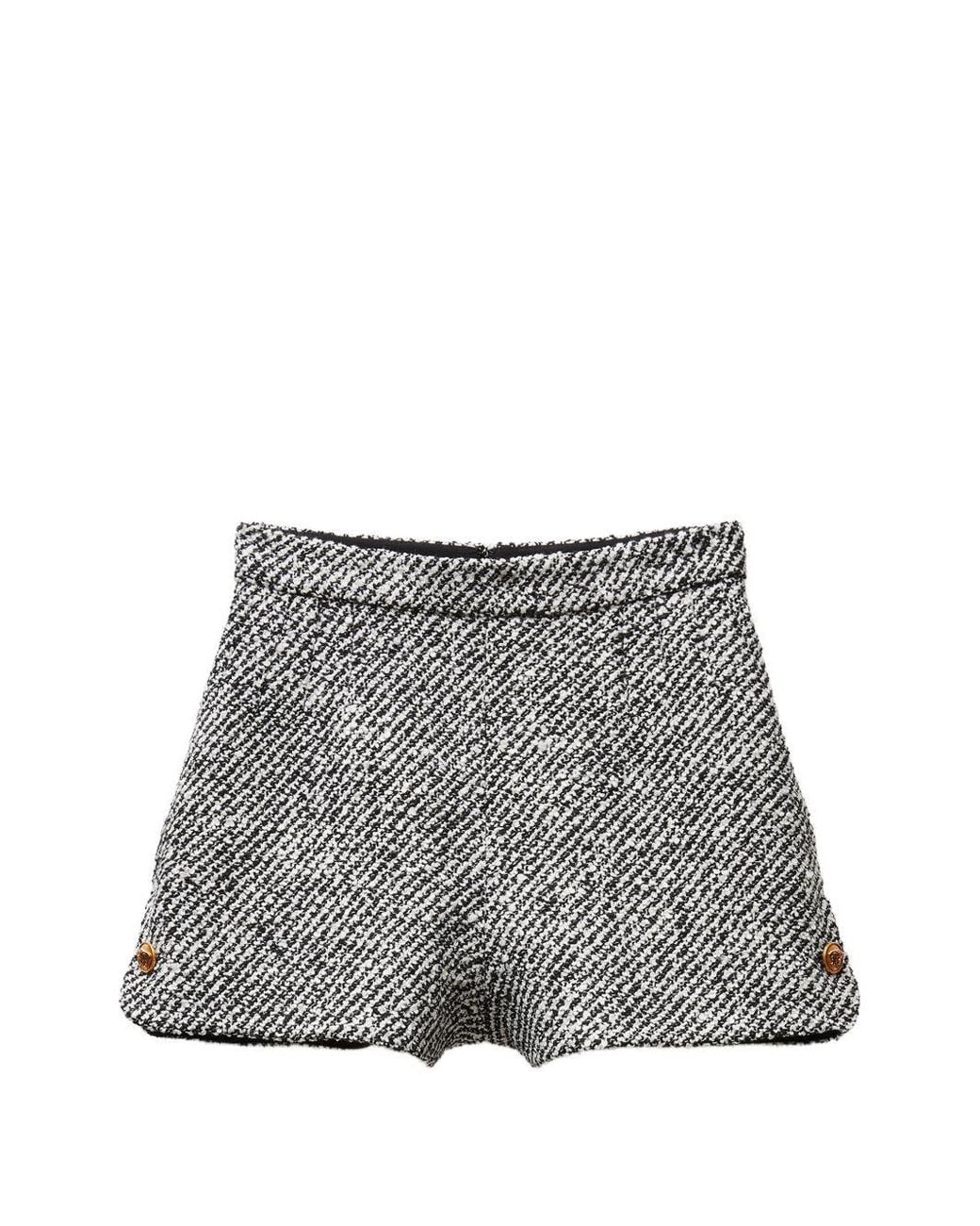 Versace Gray Bouclé Wool Shorts