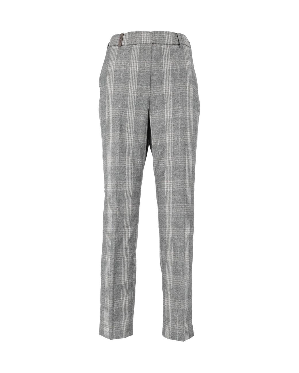 Peserico Gray Plaid Tailored Tapered Pants