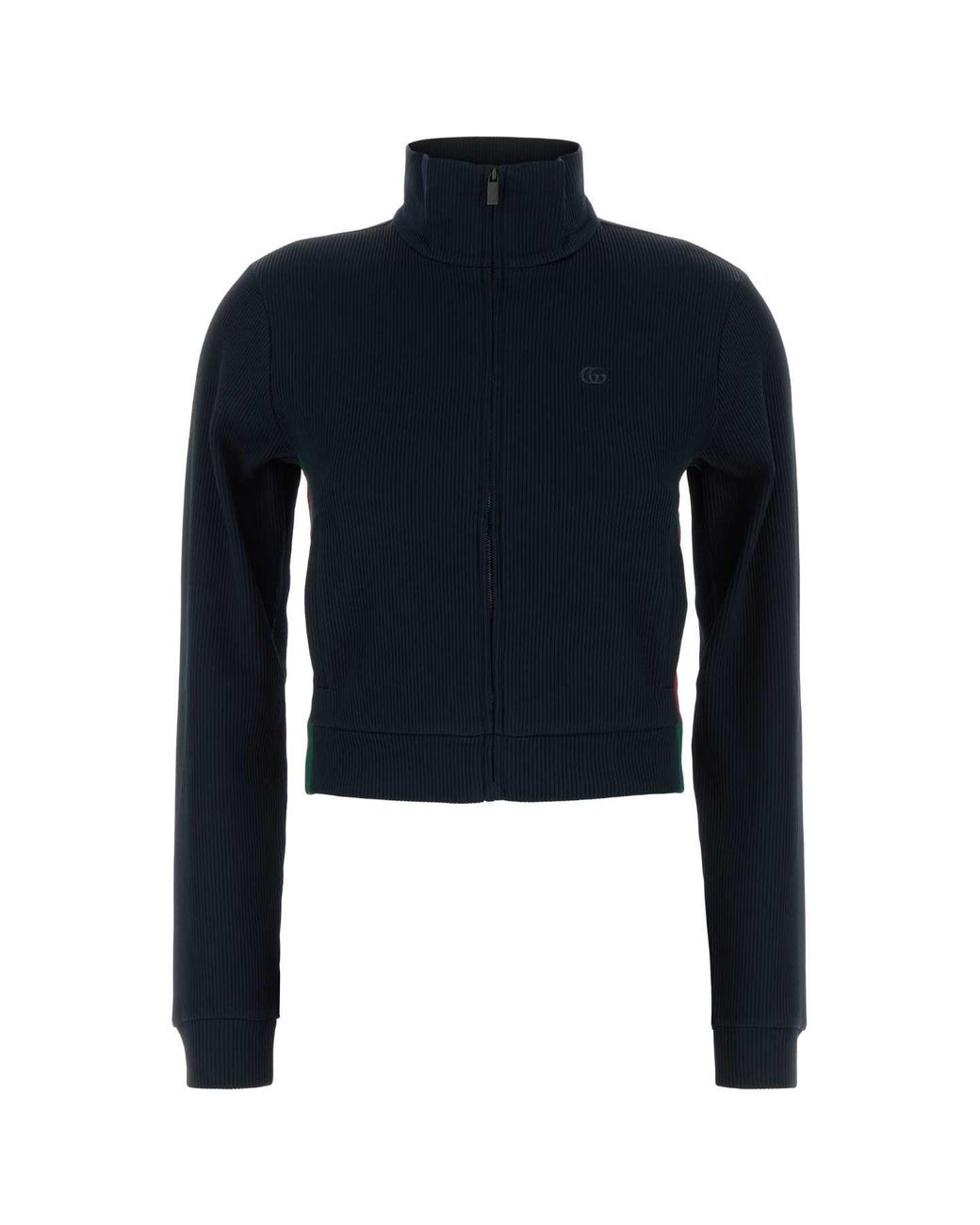 Gucci Blue Textured Mock Collar Sweatshirt