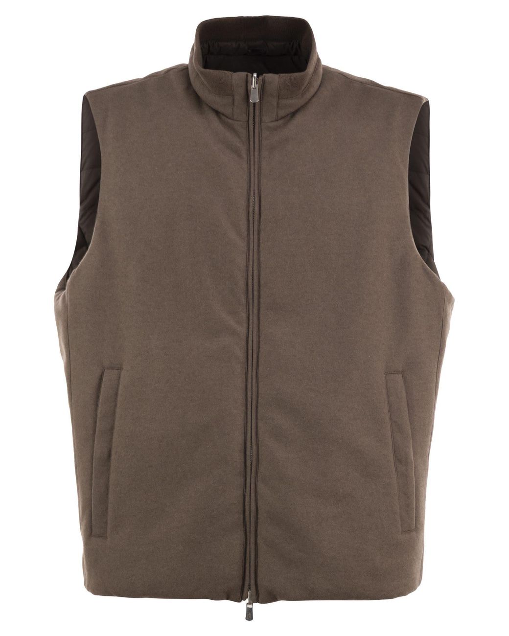 Fedeli Brown Reversible Cashmere And Technical Quilted Gilet