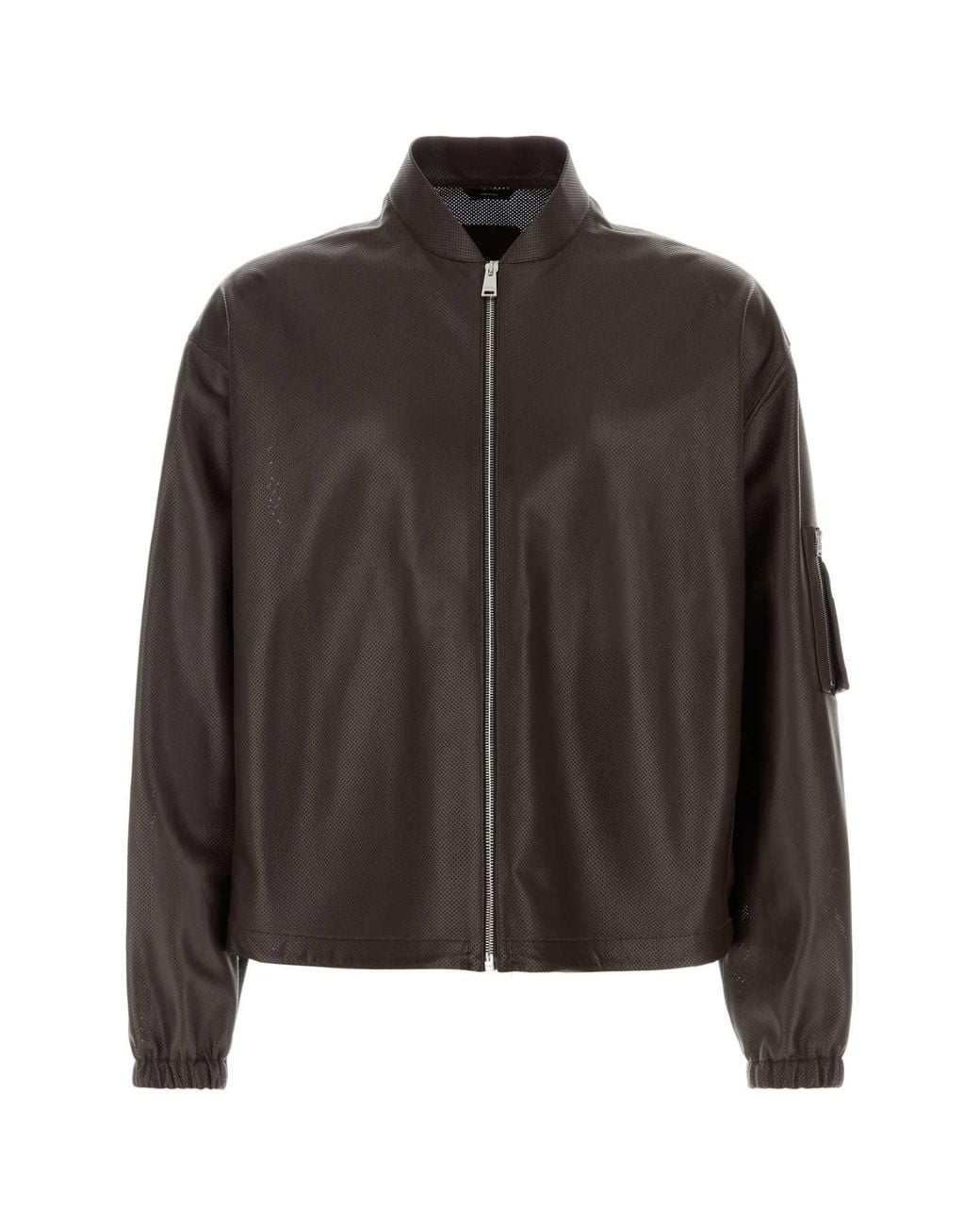 Fendi Brown Chocolate Nappa Leather Bomber Jacket for men