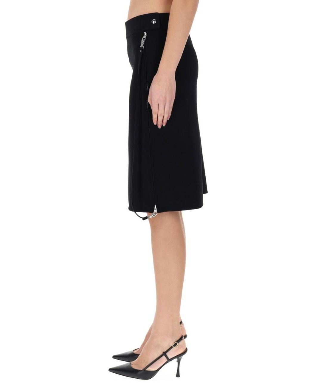 Courreges Black Midi Skirt With Zipper