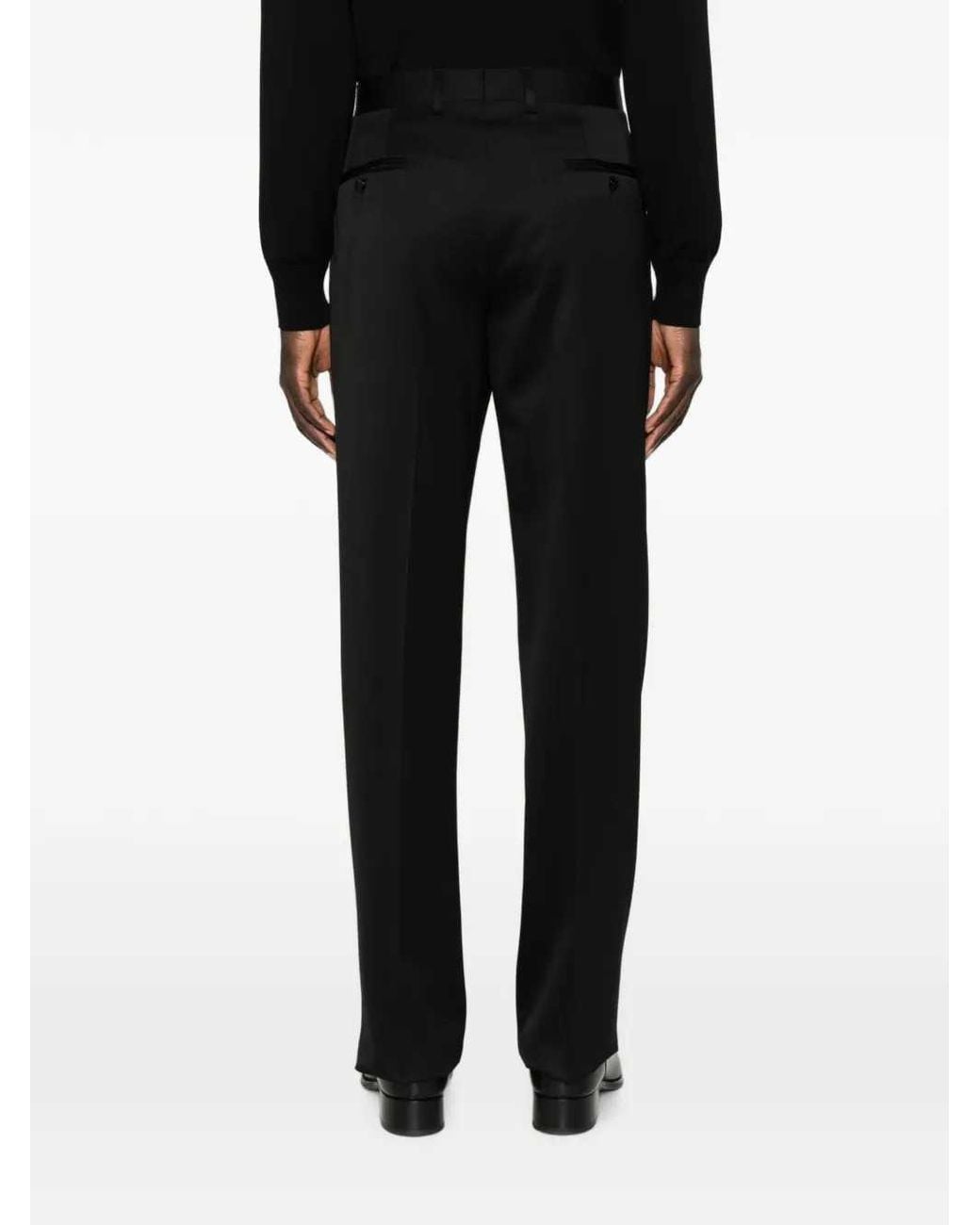 Lardini Black Straight Leg Trousers With Pressed Crease