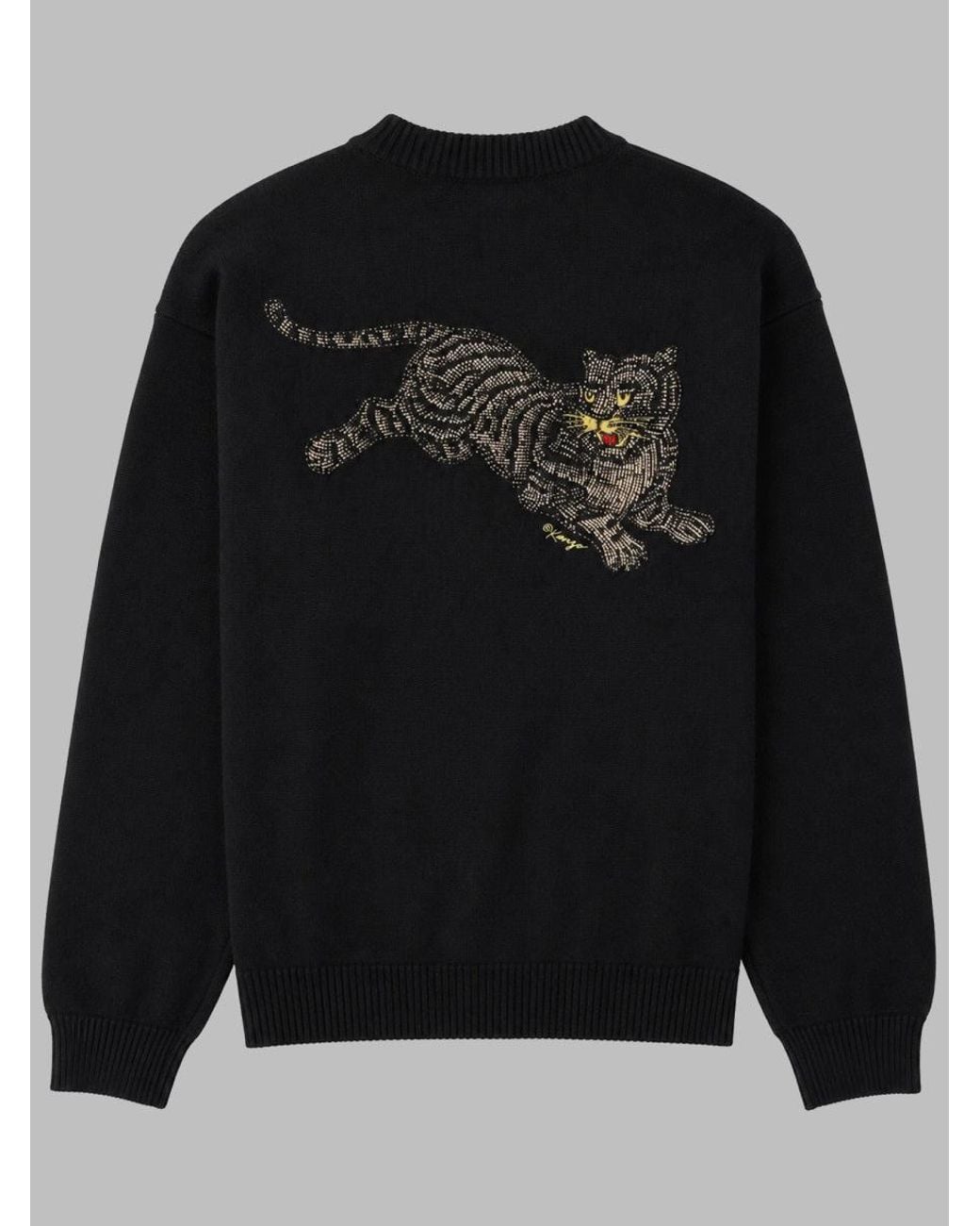 KENZO Black Cardigan Jumping Tiger Wool Jumpers for men