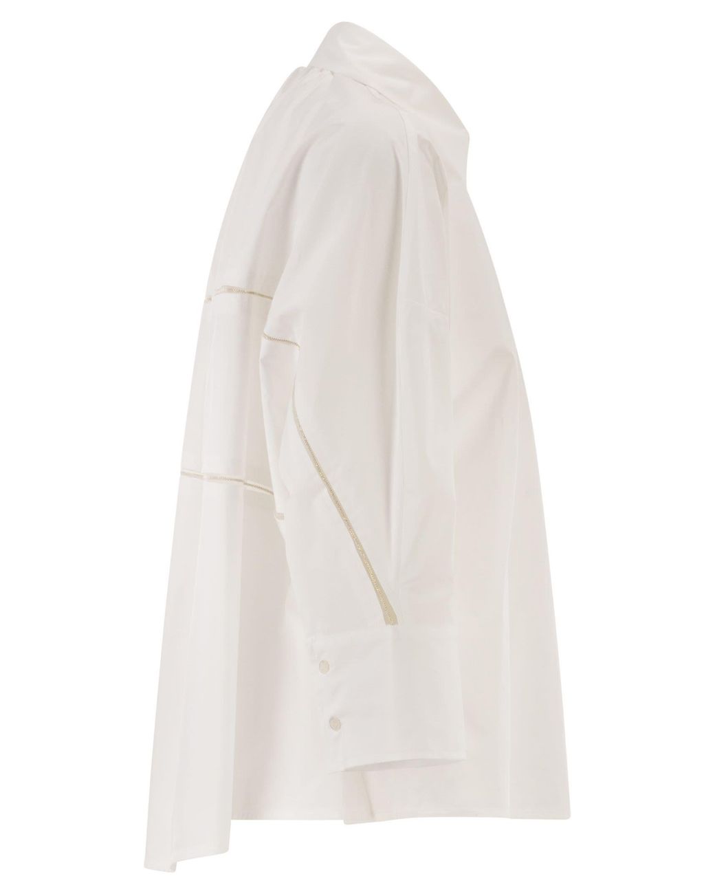 Fabiana Filippi White Cropped Poplin Shirt With Detail On The Back
