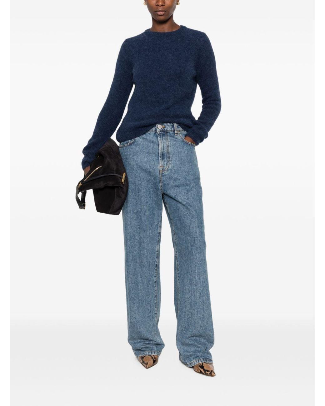 Base London Blue Wool Crewneck Sweater