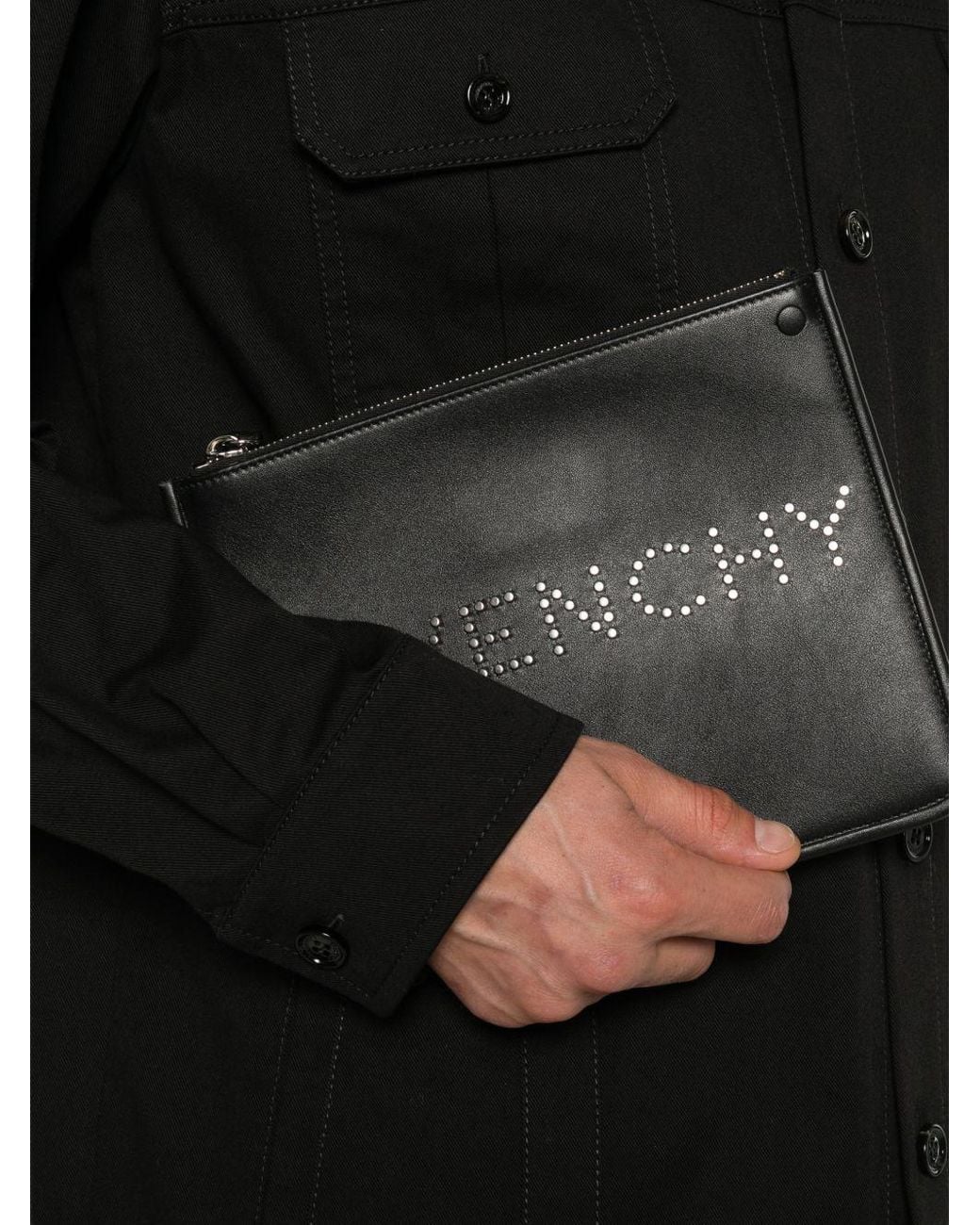 Givenchy Black Logo Leather Pouch for men