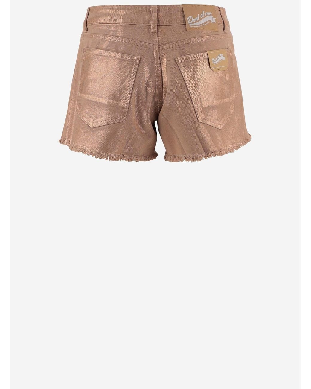 DON'T @ ME Natural Cotton Shorts With Fringed Hem