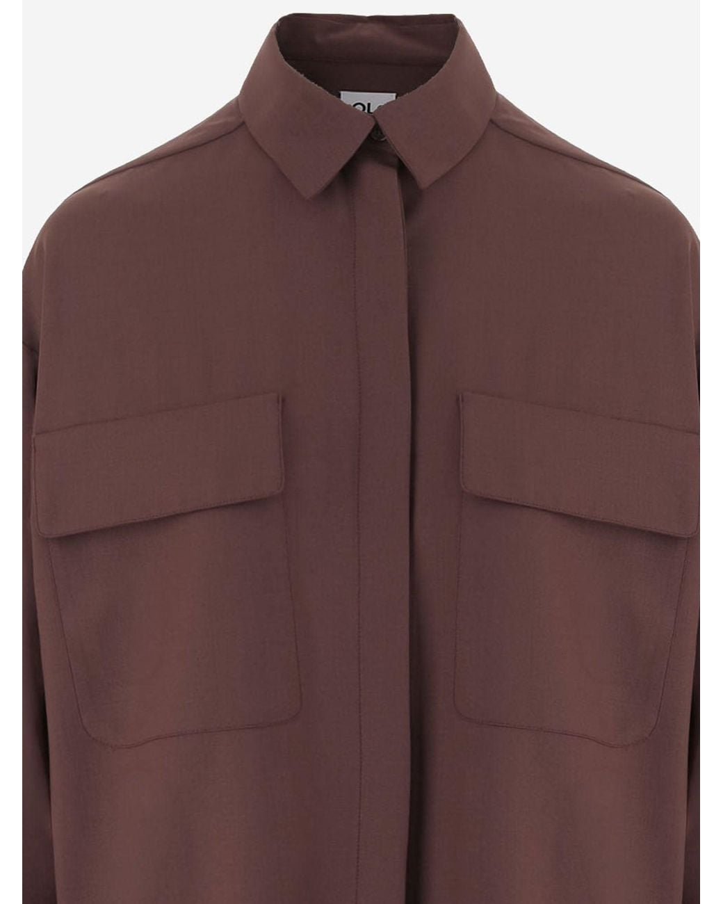 QL2 Donna Brown Stretch Wool Blend Shirt