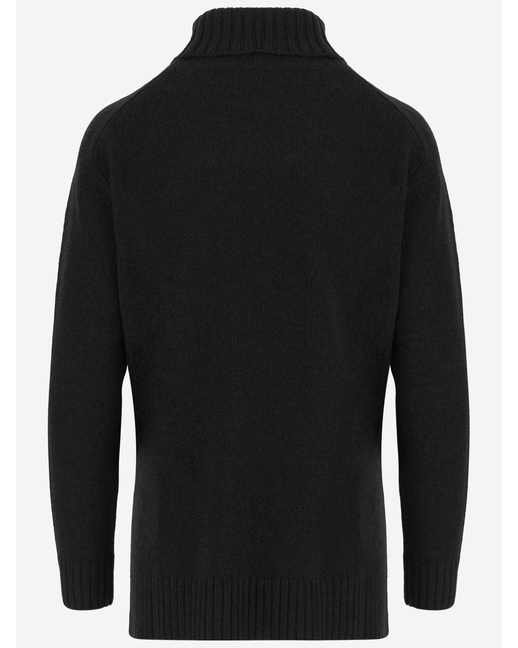 Bruno Manetti Black Turtleneck Sweater Wool And Cashmere Virgin