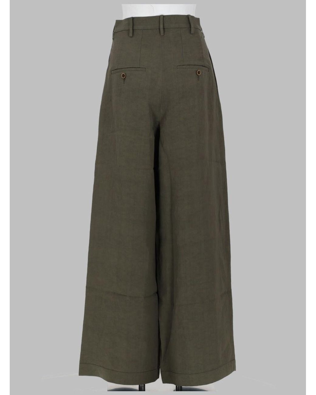 Uma Wang Green Wide-Leg Linen Blend Trousers
