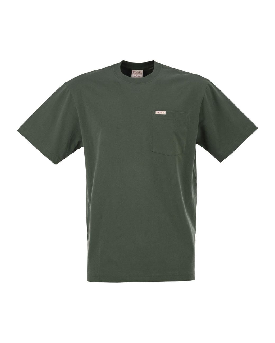 Filson Green Cotton T Shirt With Patch Pocket