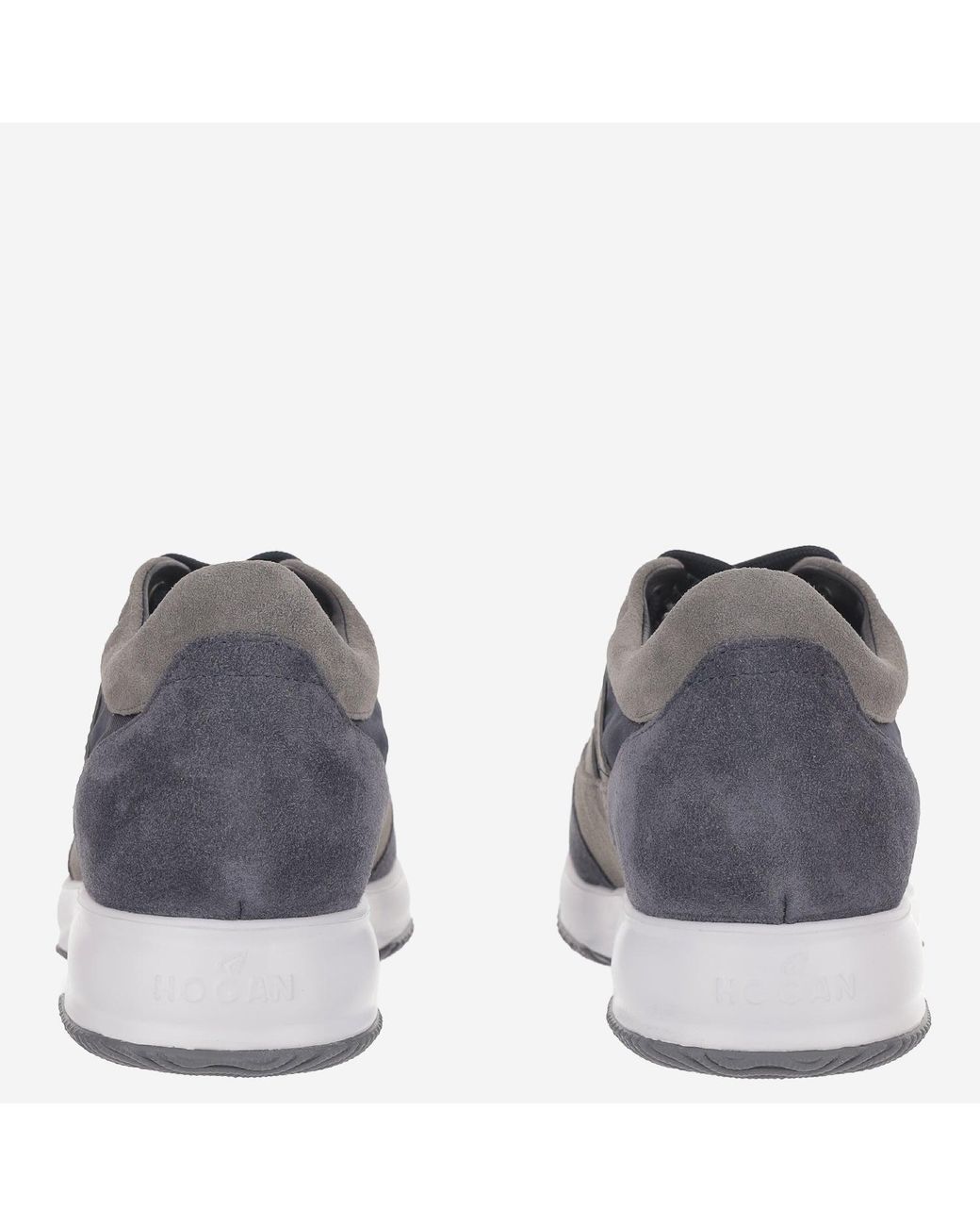 Hogan Gray Multi-Tone Suede And Mesh Sneakers With Iconic Logo for men