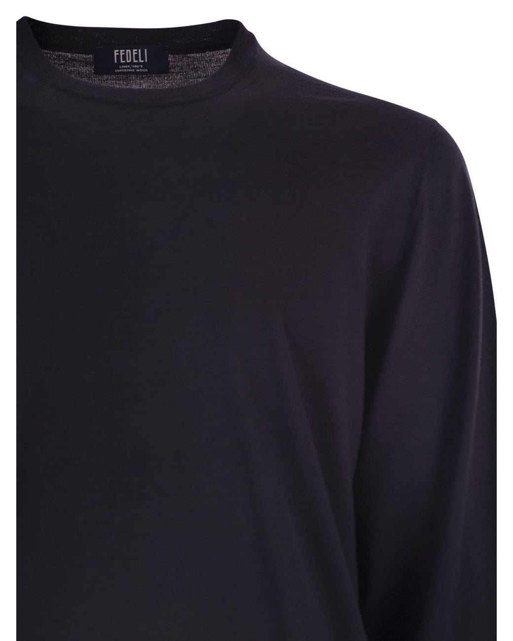 Fedeli Blue Argentina Crew Neck Sweater for men