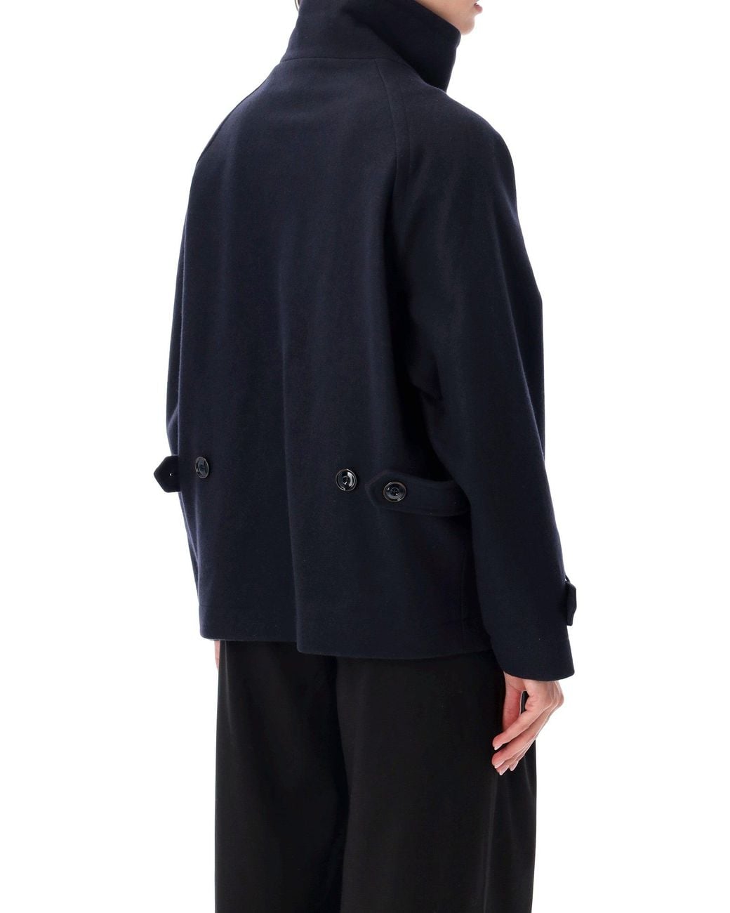 Sessun Blue Wool Blend Stand Collar Coat