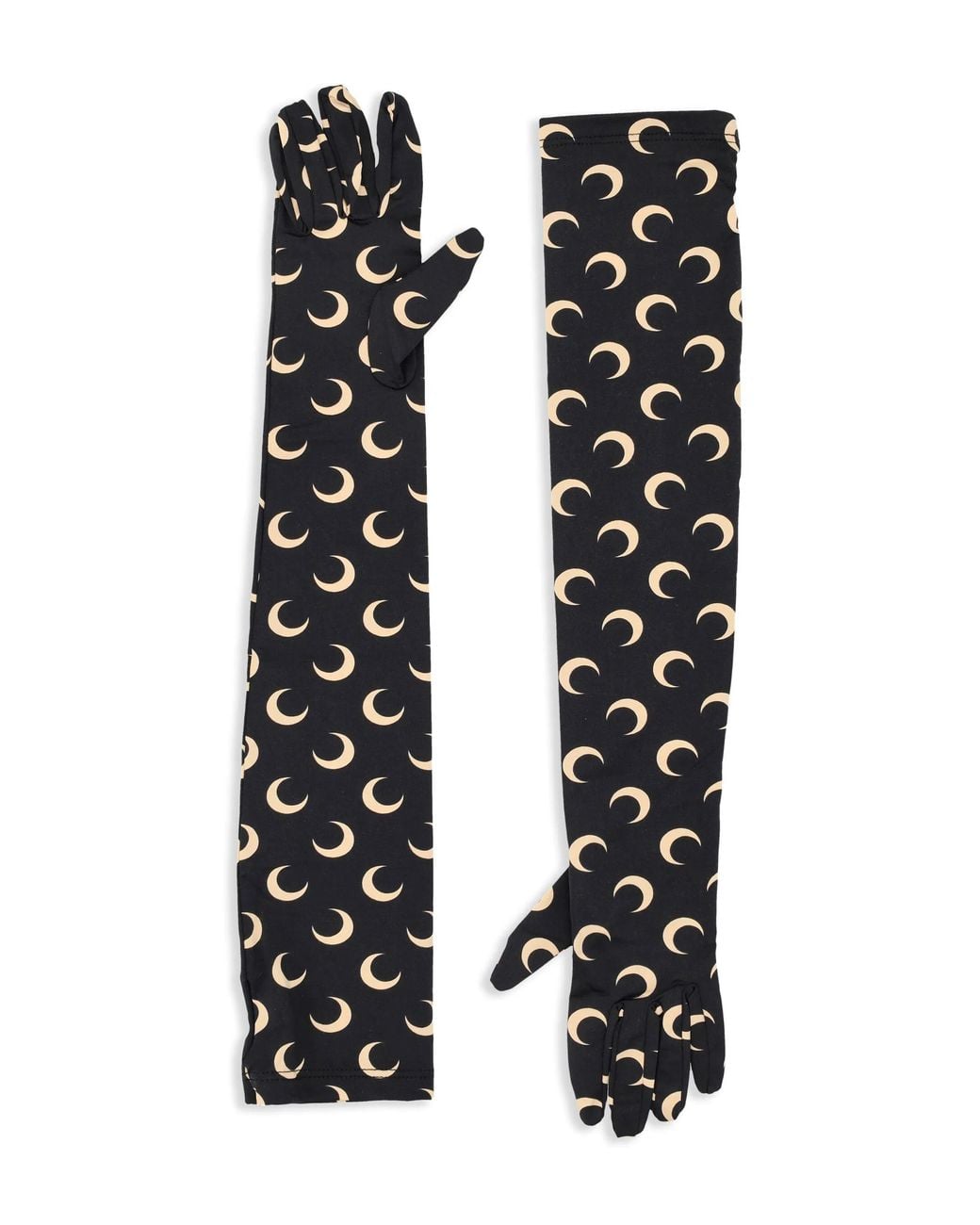 MARINE SERRE Black Moon Printed Jersey Long Gloves