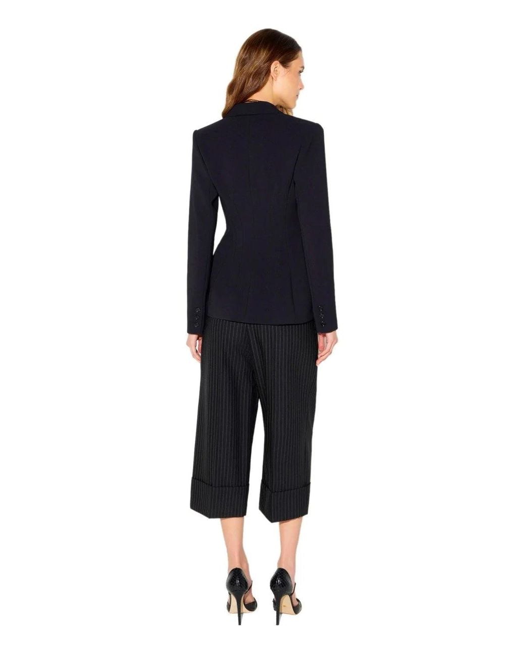Elisabetta Franchi Black Pinstripe Trousers