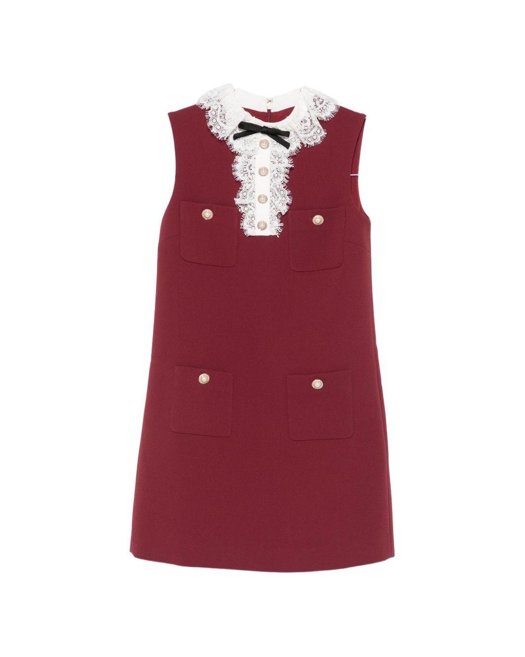 Self-Portrait Red Lace Collar Mini Dress