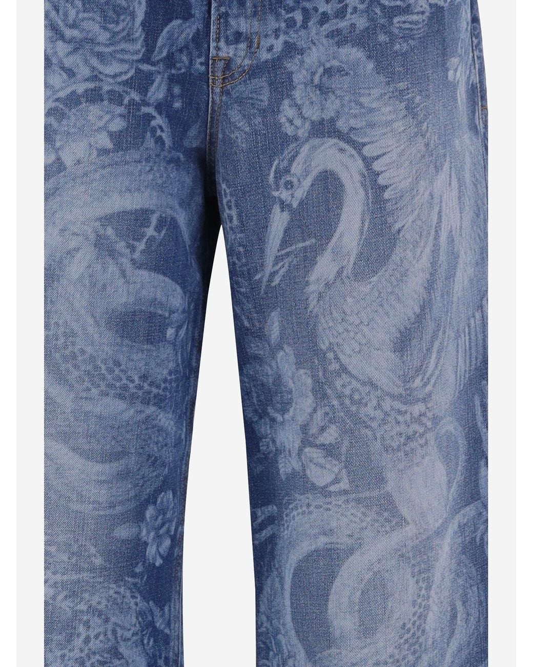 Just Cavalli Blue Printed Cotton Jeans
