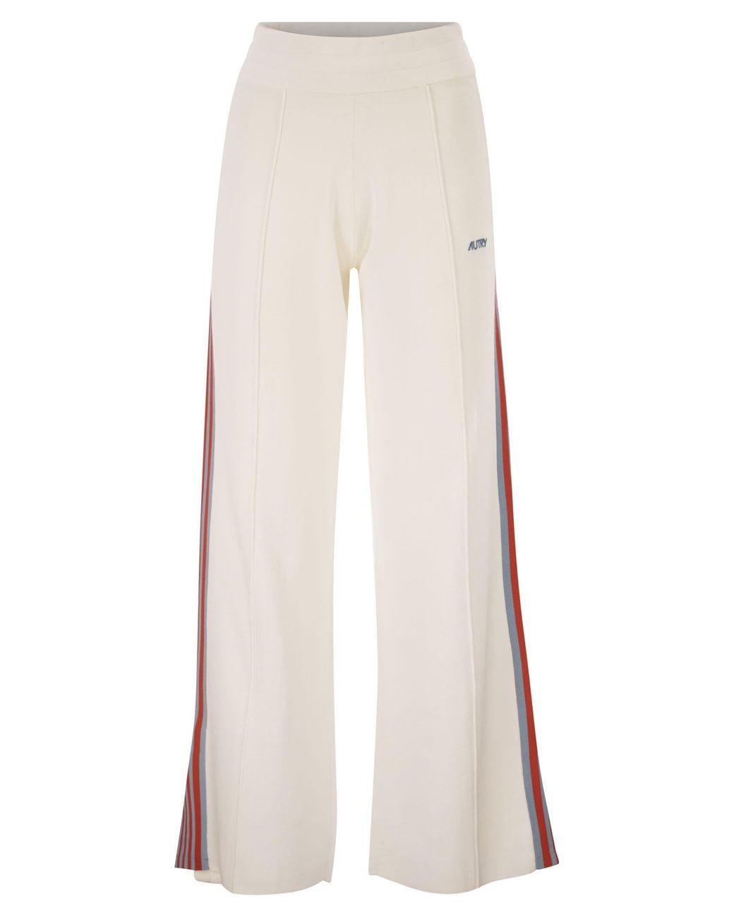 Autry White Viscose Track Trousers With Side Stripes
